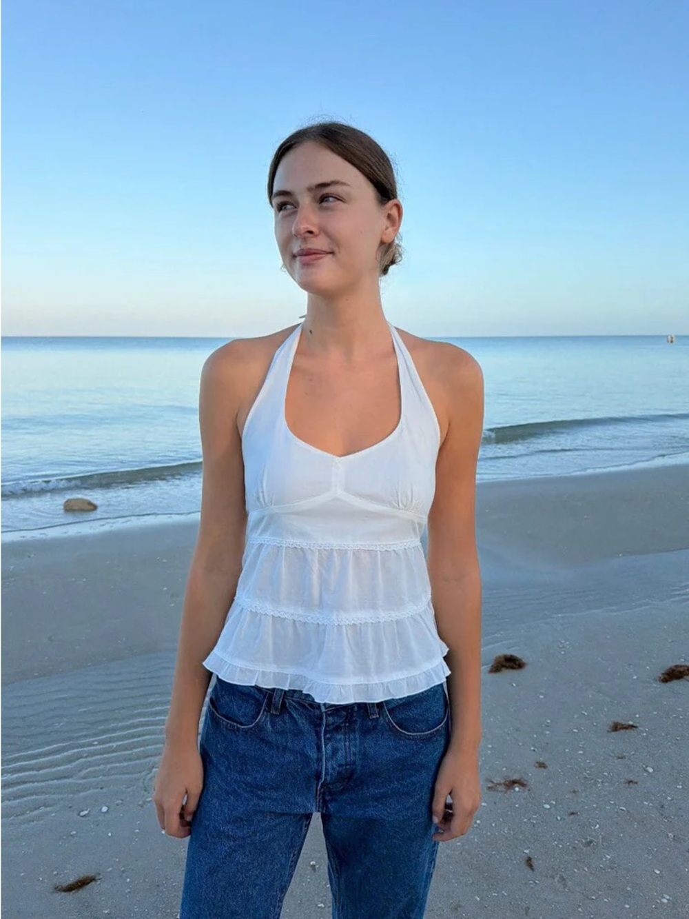 Brandy melville white Edith halter tank top